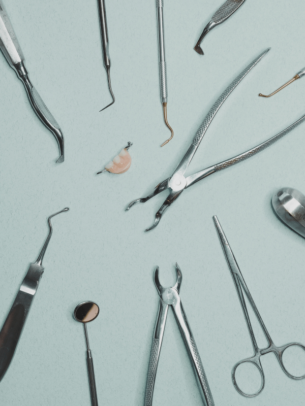 Assortment of sterilized dental tools and equipment for comprehensive dental care in Mississauga.